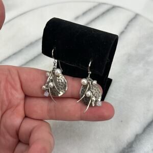 Silver pearl layered earrings